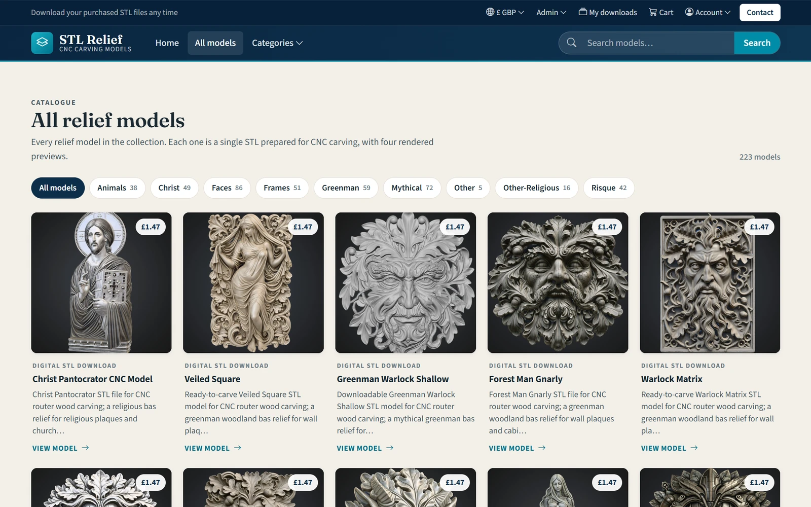 Screenshot of the STL Relief digital marketplace