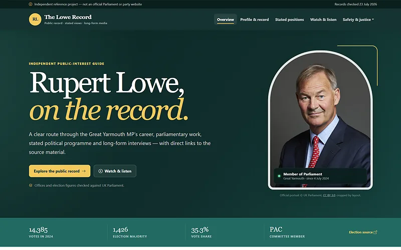 Screenshot of The Lowe Record homepage